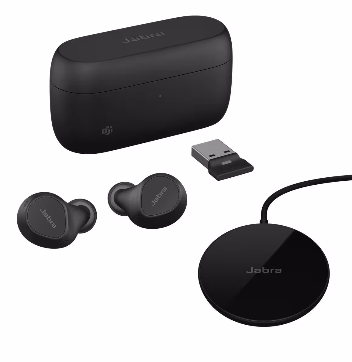 Jabra Evolve2 Buds MS Teams Wireless Ladepad Link380/390a ANC True Wireless Headset (L+R) inkl. Ladepad, Ladeetui & Link Link380/390a Bluetooth USB-A Teams Adapter
