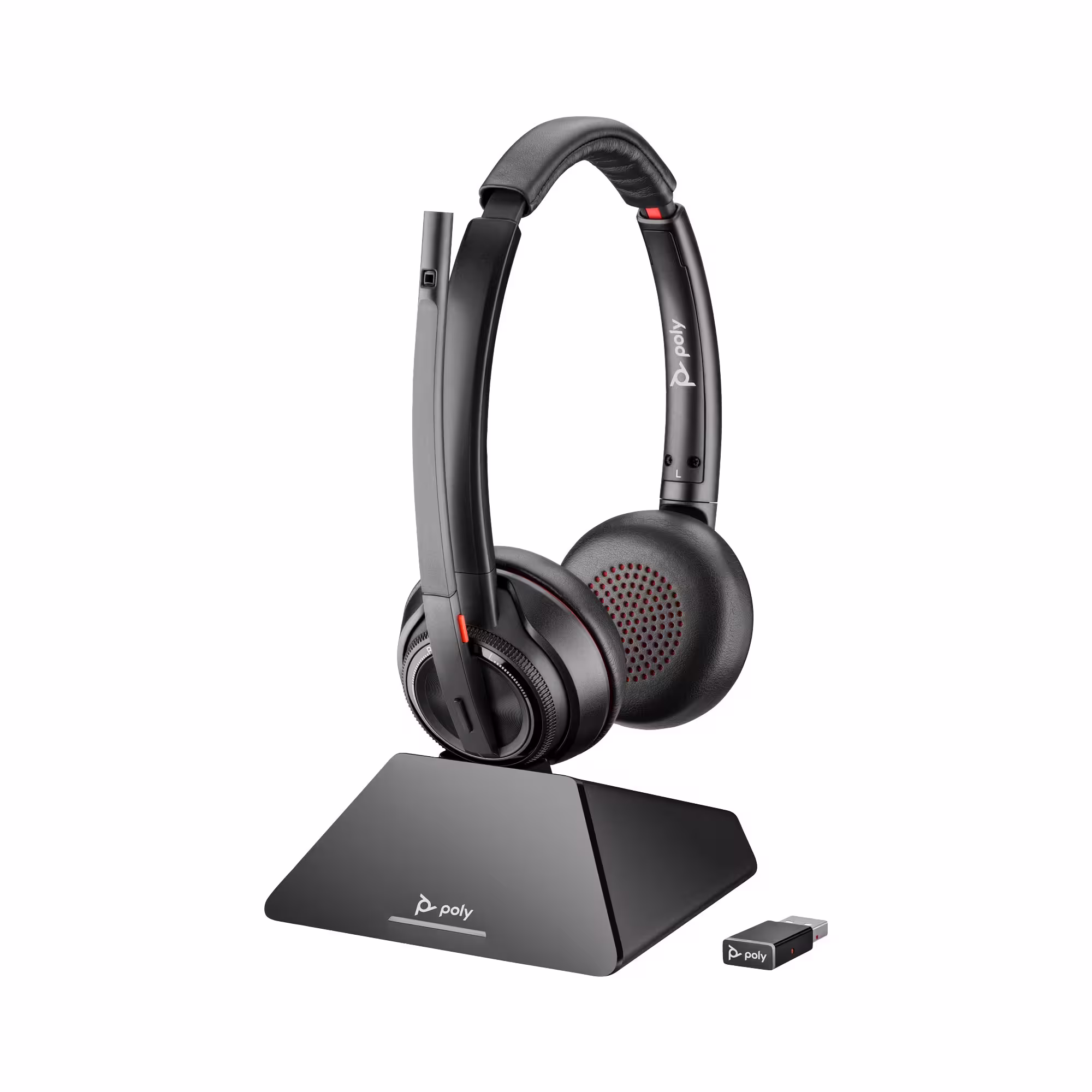Poly Savi 8220 UC-M USB Duo ANC DECT NC Headset mit Active Noise Cancellation mit D200/D400 DECT USB